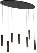 QAZQA tuba - Design Hanglamp voor boven de eettafel | in eetkamer - 4 lichts - L 120 cm - Zwart - Woonkamer | Slaapkamer | Keuken