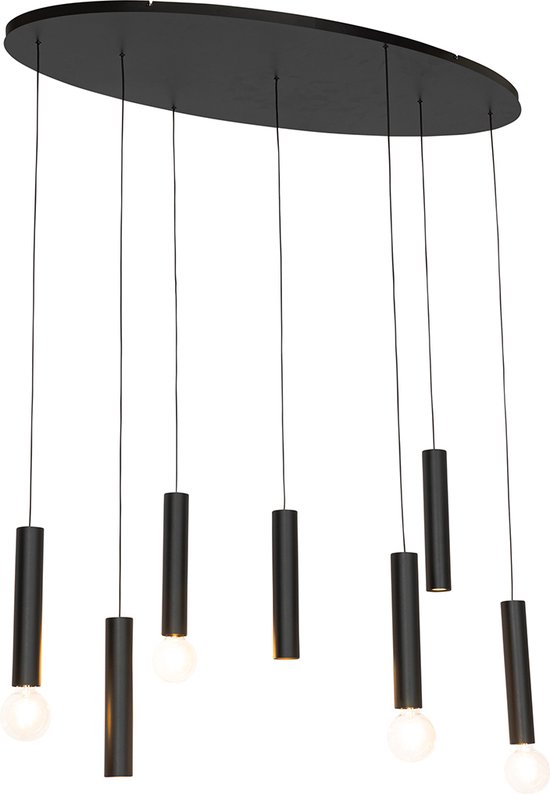 QAZQA tuba - Lampe suspendue Design au-dessus de la table à manger | en salle à manger - 4 lumières - L 120 cm - Zwart - Salon | Chambre à coucher | Cuisine
