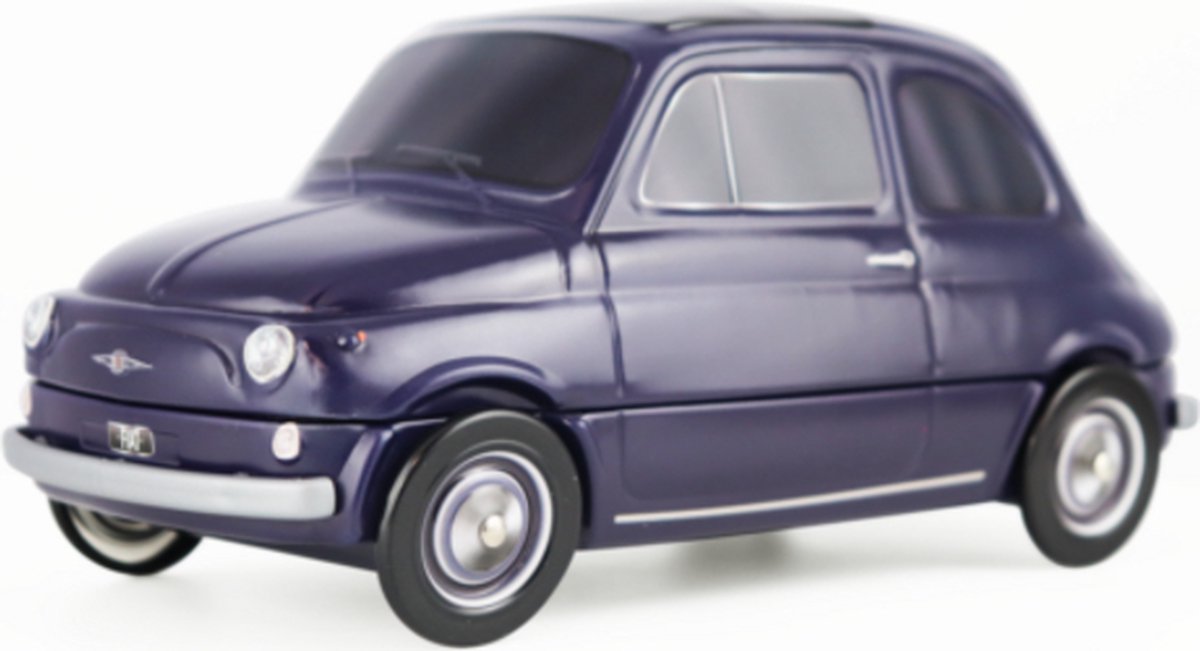 Cannoli Box - Fiat 500 Koekblik met 5 cannoli - Bewaarblik - Koekjestrommel - Donkerblauw