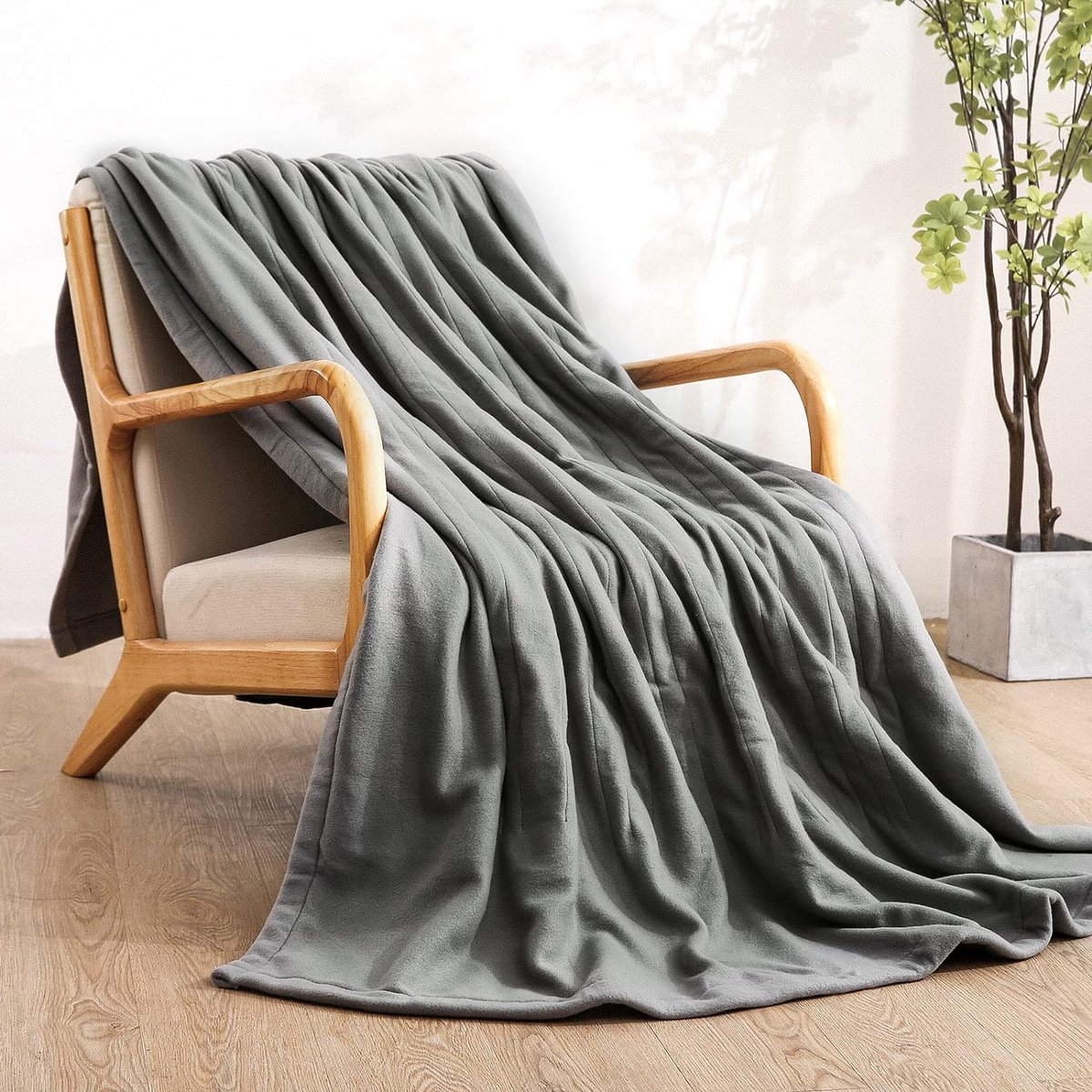 Elektrische deken met automatische uitschakeling 200 x 150 cm flanelsprei met 4 verwarmingsniveaus en 6H automatische uitschakeling snel en gelijkmatig verwarmen voor thuis en op kantoor grijs