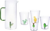 OZAIA Karaf + set van 4 glazen met cactus - PUNTIA L 14.5 cm x H 24 cm x D 14.5 cm