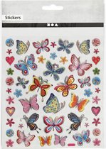 stickervel Bloemen en Vlinders glitter 15 x 16,5 cm