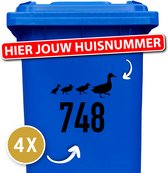 Container stickers - Container Sticker Huisnummer - Aantal: 4 Stuks - Variant: Eendjes - Kleur: Zwart - 12345678910