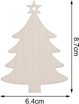 decoratie figuren Dennenboom Kerstboom hout Kerst label 8.5 cm 3 stuks