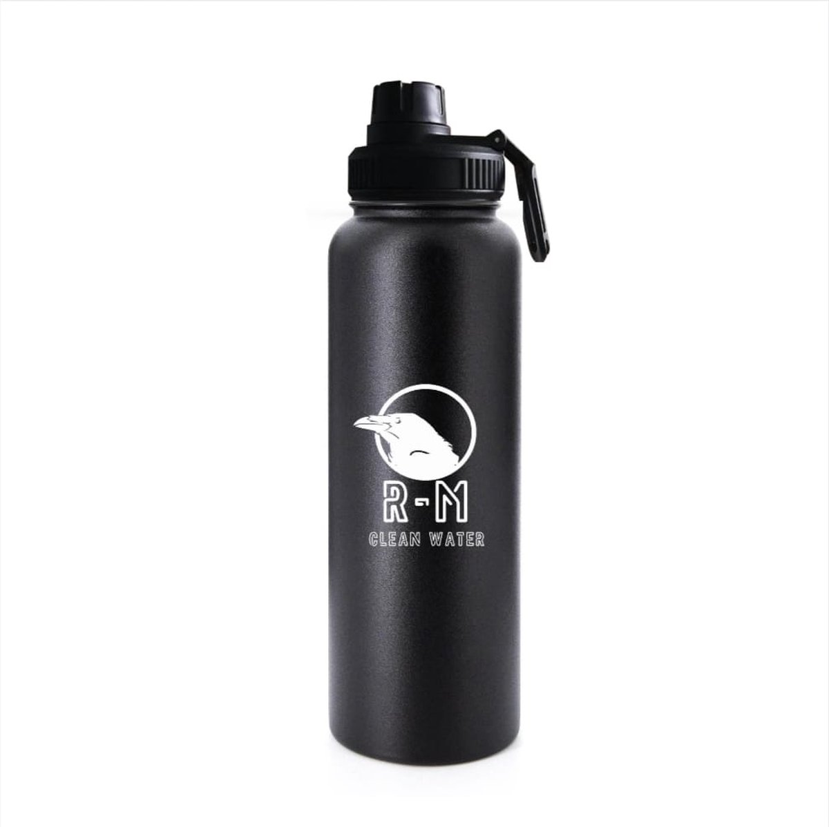 Raven-Merchandise-40oz Drinkfles met Wijde Mond-Dubbelwandige Geïsoleerde -Thermische Prestatie - Zwart Poedergecoat - Siliconen tuitdeksel"