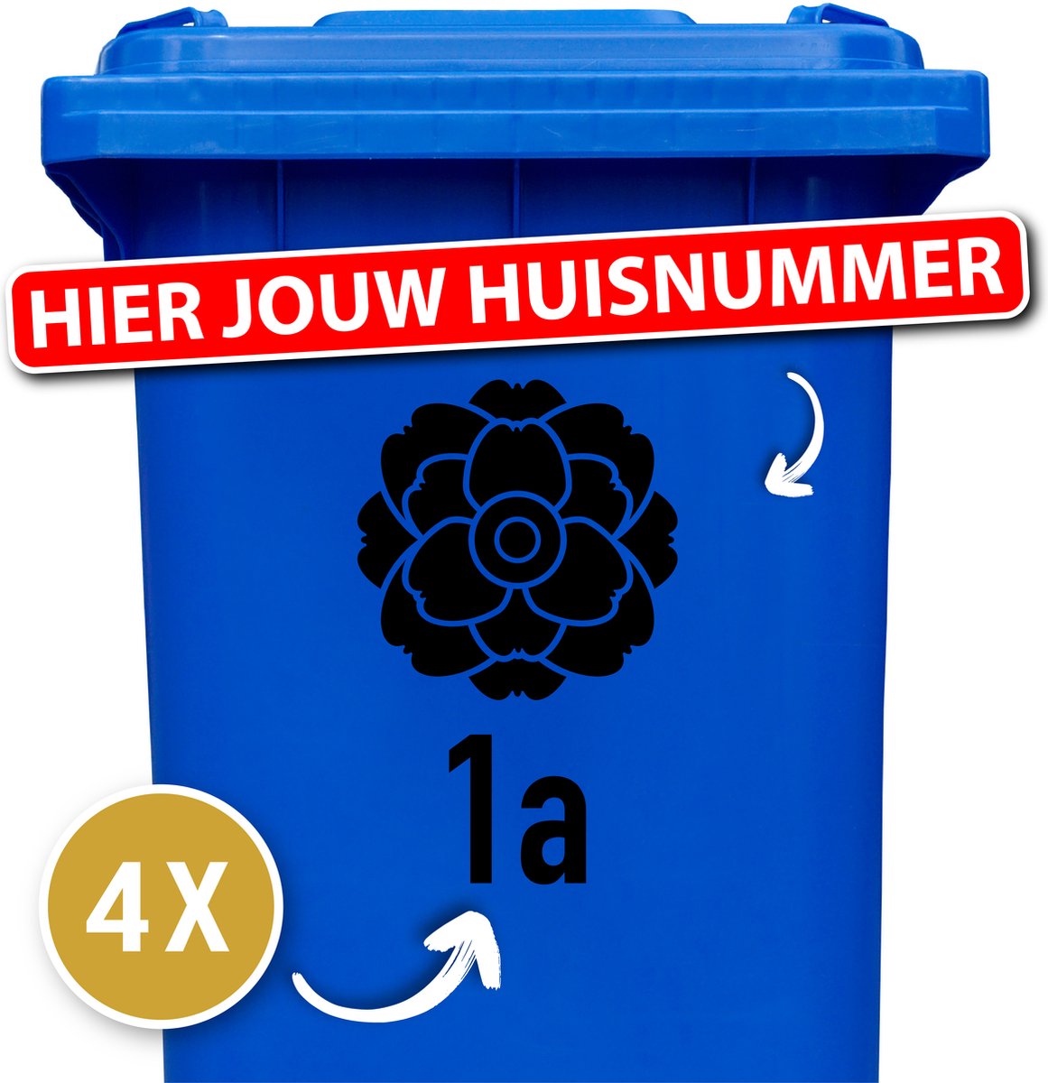 Container sticker - Container Sticker Huisnummer - Variant: Lotus - Kleur: Zwart - Aantal: 4 Stuks - Stickers volwassenen - Cijfer stickers - Container stickers - sticker - stickers - 12345678910