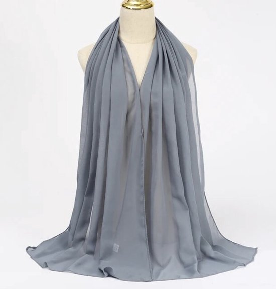 yerminbeauty hoofddoek met ondercap - Hijab - Chiffon Scarf - Dames hoofddoek - 2 in 1 hoofddoek - licht-grijs