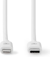 Câble Lightning - USB 2.0 - Apple Lightning 8 broches - USB-C Male - 480 Mbps - Nickelé - 1,00 m - Rond - PVC - Wit - Etiquette