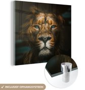 MuchoWow® Peinture sur Verre - Animaux - Lion - Prédateur - 20x20 cm - Peintures sur Verre Acrylique - Photo sur Glas