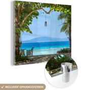 MuchoWow® Glasschilderij 90x90 cm - Schilderij acrylglas - Tropisch - Strand - Zee - Foto op glas - Schilderijen