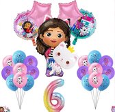 Gabby's Poppenhuis - 6 Jaar - Ballonnenset- 25 Stuks - Gabby's Dolhouse - Feestversiering - Kinderfeestje - Verjaardagsfeestje - Helium ballon - Roze / Paarse / Blauwe Ballon