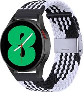 By Qubix Braided nylon bandje - Zwart - wit - Xiaomi Mi Watch - Xiaomi Watch S1 - S1 Pro - S1 Active - Watch S2