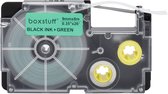 Casio Compatible XR-9GN tape - Zwart op groen - 9 mm x 8 m - Lettertape