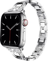 Luxe Horlogebandje Apple Iwatch dames - 42/44/45/49mm - zilver - met diamanten