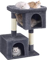 Kattenboom 101 cm kattenboom XL kattenhuis voor extra grote katten tot 20 kg groot platform 2 kattenholen sisalstammen rookgrijs