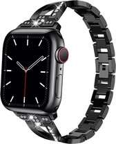 Luxe Horlogebandje Apple Iwatch dames 42/44/45/49mm zwart met diamanten