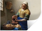 Muurstickers - Sticker Folie - Het melkmeisje - Schilderij van Johannes Vermeer - 160x120 cm - Plakfolie - Muurstickers Kinderkamer - Zelfklevend Behang XXL - Zelfklevend behangpapier - Stickerfolie