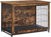 Hondenkooi bijzettafel hondenbox modern hondenhok voor binnen tot 42 kg zeer belastbaar hondenhuis voor thuis uitneembaar dienblad 2 deuren vintabruin