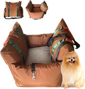 Goldcave Hondenmand voor in de Auto - Extra Zachte Luxe Uitvoering - Autostoel voor Hond - Automand - Hondenbed - Bruin/Groen