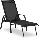 Chaise longue Uniprodo - noir - structure en acier - dossier réglable