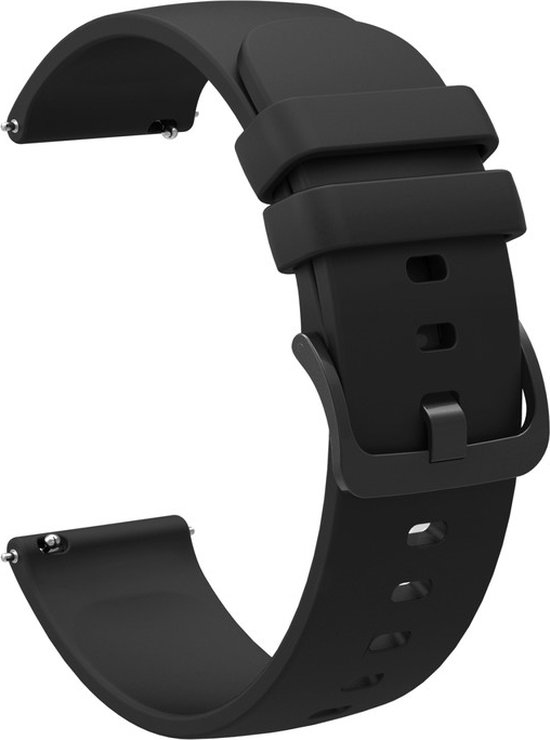 Zwart siliconen horlogebandje met gesp, geschikt voor smartwatches.