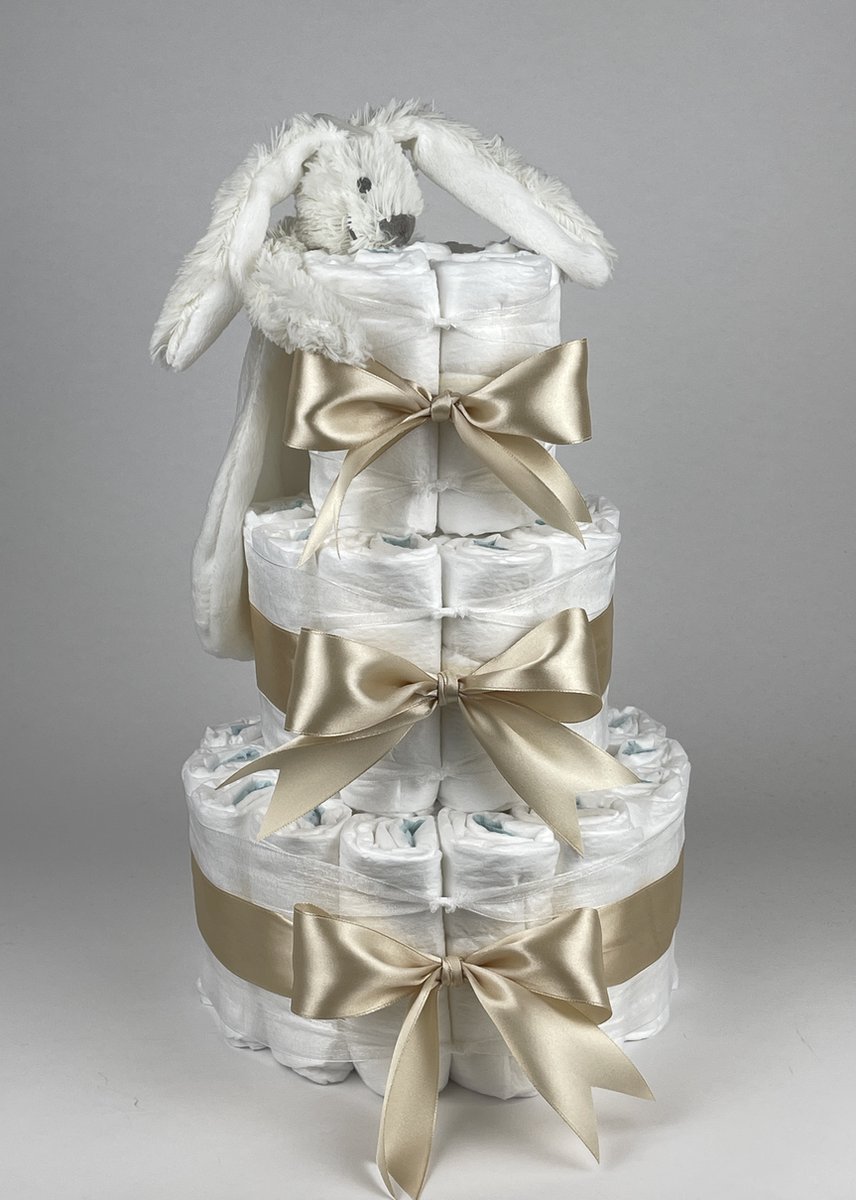 Goedkoopste Chouette-Chouette | Luiertaart Neutraal | Kraamcadeau | Geboorte Jongen Meisje | Babyshower | Tuttle Konijn Richie Ivory - Beige