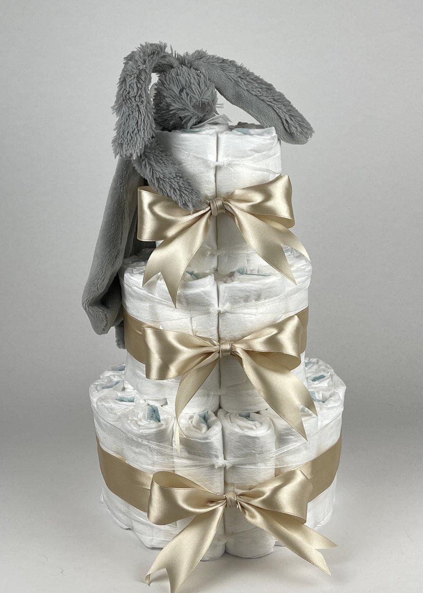 Goedkoopste Chouette-Chouette | Luiertaart Neutraal | Kraamcadeau | Geboorte Jongen Meisje | Babyshower | Tuttle Konijn Richie Grey - Beige