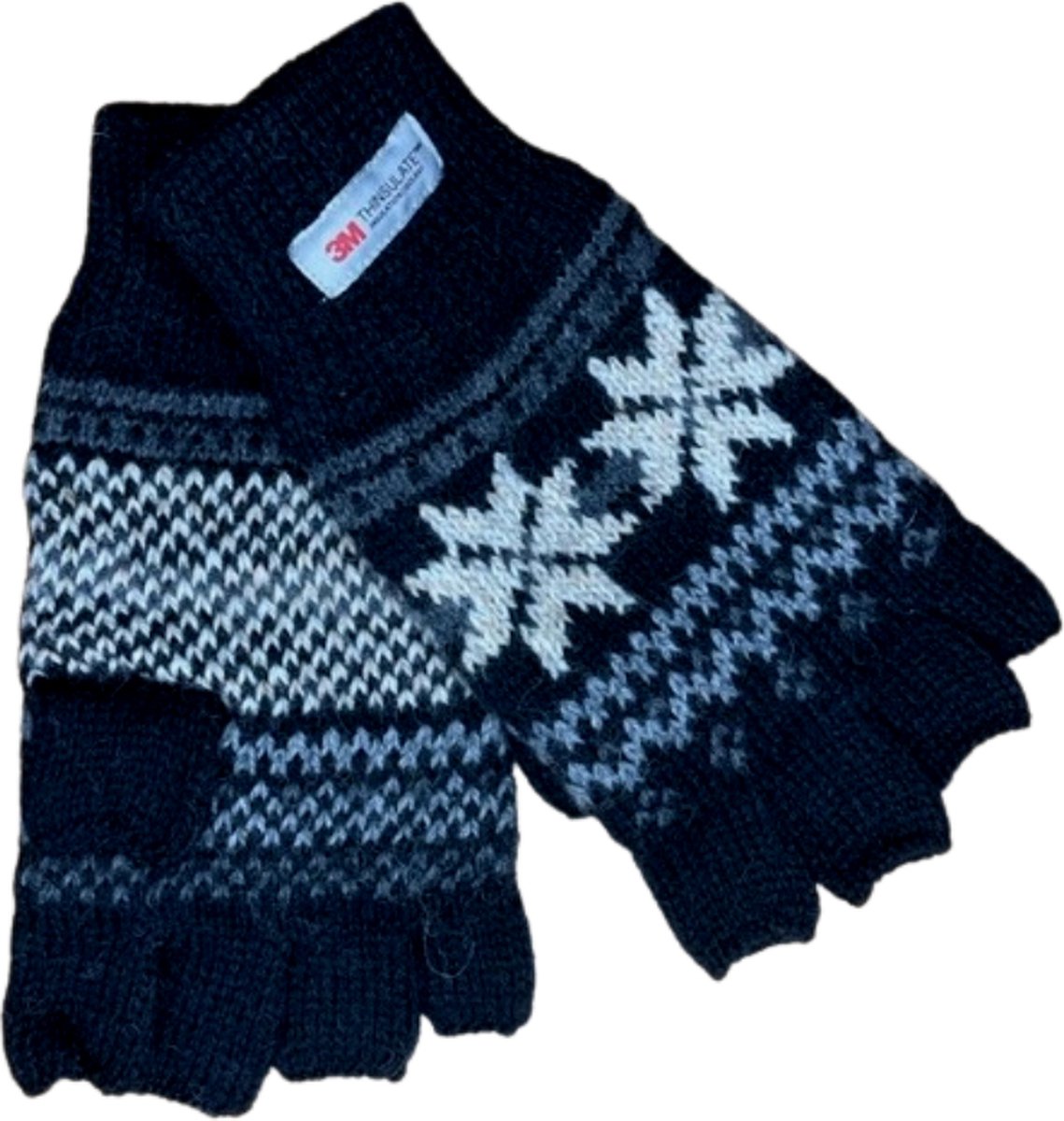 Vingerloze handschoenen heren - Heren handschoenen - Handschoenen winter - Handschoenen zonder vingers - Thinsulate - Wol - Zwart