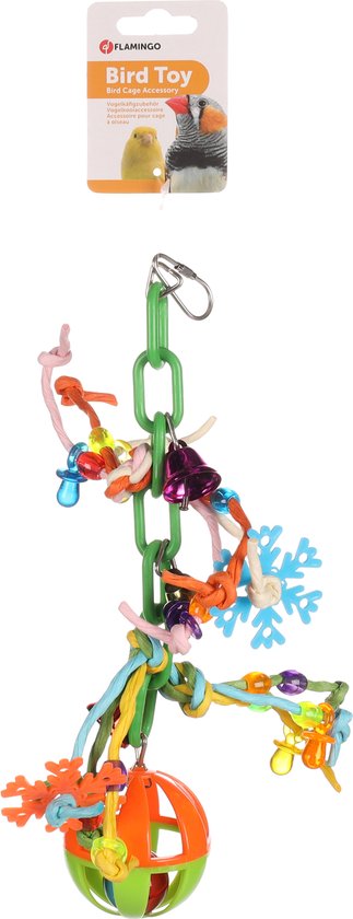 Boule jouet oiseau Flamingo avec cordes en papier - 22 x 30 x 6