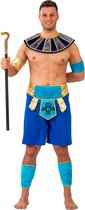 Funny Fashion - Egypte Kostuum - Egyptische Koning Maya - Man - Blauw, Goud - Maat 52-54 - Carnavalskleding - Verkleedkleding