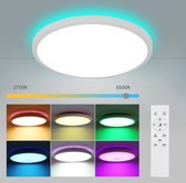 Goeco plafondlamp - RGB LED Plafonniére - Wit - dimbaar - met indirecte licht - met afstandsbediening - Ø28cm