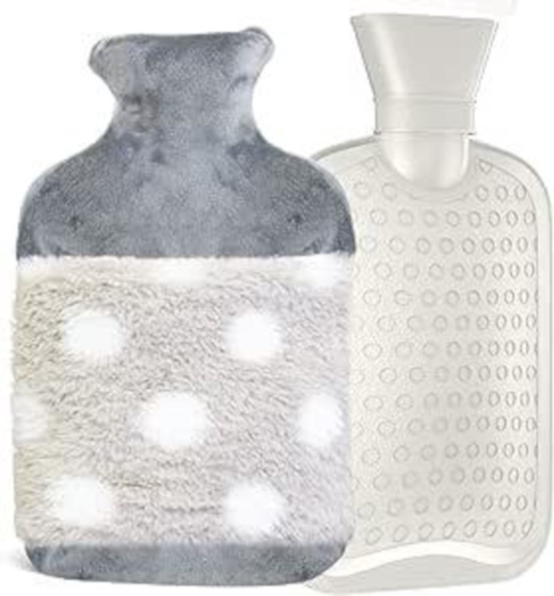 Goedkoopste Warmwaterkruik met fleece hoes 2 liter kleur grijs