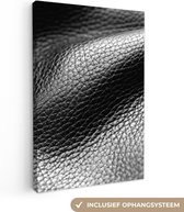 Canvas Schilderij Leer - Structuur - Zwart - Licht - 40x60 cm - Wanddecoratie