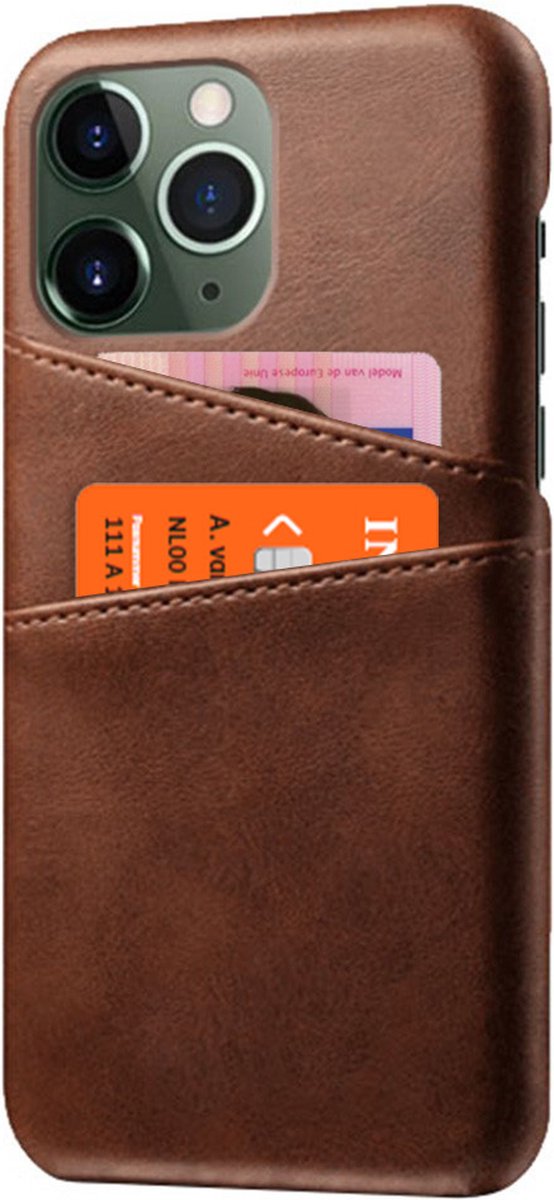 Peachy Duo Cardslot Wallet vegan leather hoesje geschikt voor iPhone 15 Pro - bruin