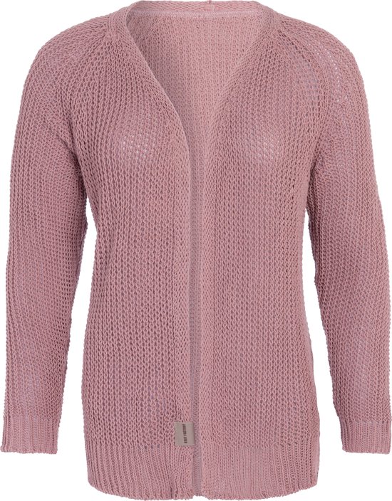 Daisy Short Knitted Women's Cardigan - Cardigan printemps-été - Cardigan pour femme composé à 80% de coton recyclé - Vieux rose - 40/42