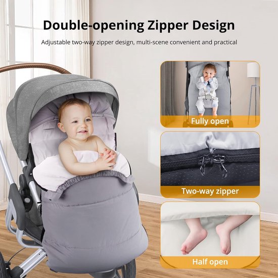 Wintervoetenzak voor kinderwagens, inbakerdekens, wintervoetenzak Babyzitje Buggy, universeel, voetenzak voor kinderwagens, joggers, buggy's, kinderbedje, waterafstotende kinderwagenaccessoires — afbeelding 3