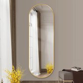 SensaHome Oval Passpiegel - Minimalistische Design Wandspiegel - Spiegel met Metalen Rand - Modern - Kleedkamer Spiegel - 50x160CM - Goud