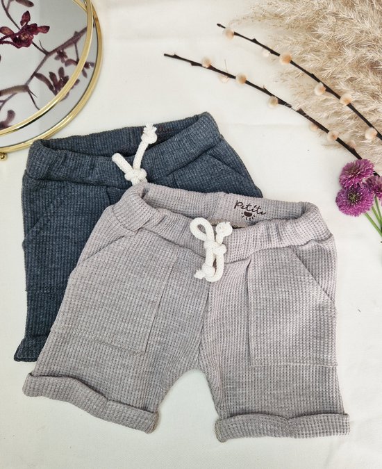 Keijo Licht Grijs baby shorts - verstelbare koord | Korte broekjes | PETITE EvelinaApparel