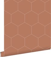 ESTAhome behangpapier hexagon terracotta - 139376 - 0,53 x 10,05 m