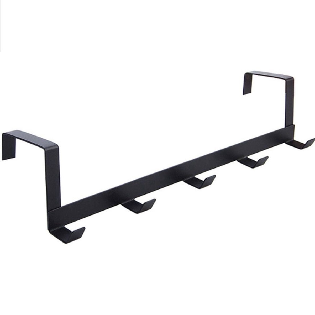 Waledano® Deurkapstok met 5 Deur Haken - Wandkapstok - Hangend - Hangkapstok - Deur Organizer - Deurhanger - Deurhanger Kapstok - Kledingrek - Zwart