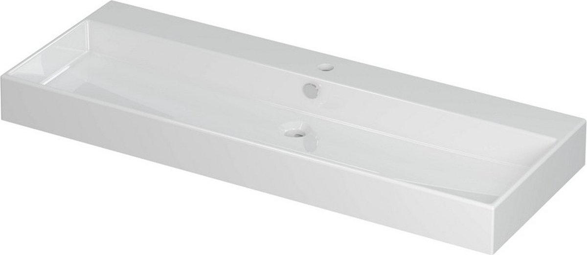 INK® Unlimited wastafel porselein met 1 kraangat, 120x45x11cm, glans wit
