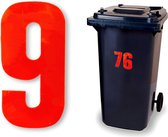 Reflecterend huisnummer kliko sticker - nummer 9 - rood - container sticker - afvalbak nummer - vuilnisbak - brievenbus - CoverArt