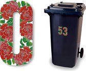 Huisnummer kliko sticker - nummer 0 - Rozen - container sticker - afvalbak nummer - vuilnisbak - brievenbus - CoverArt