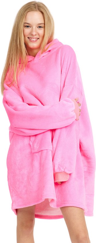 Cuddle Hoodie - Adje® - Roze - Extra Groot - kersttrui - Deken - Fleece Deken Met Mouwen - Hoodie Deken - Plaid Met Mouwen - Sinterklaas - Kerst 2023