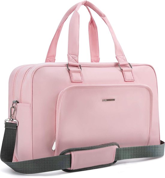 Weekendtas voor dames, handbagage, tas, sporttas met schoenenzak, 15,6 inch laptopvak voor vakantie, werk, sport, 27 liter, roze, 27 Liter-15,6 Zoll Laptop