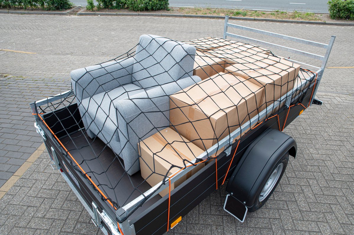 CargoVA® Intelligent aanhangwagennet 2,5x3,5M - aanhangwagennet met rubber koord, hoekmarkering - voor perfecte ladingzekering