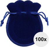 Fako Bijoux® - Fluweel Cadeau Zakjes Mini - Velours - 6.5x7.5cm - Royal Blauw - 100 Stuks