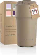 LARS NYSØM - 'Bevægelse' Thermos Coffee Mug-to-go 500ml - BPA-vrij met Isolatie - Lekvrije Roestvrijstalen Thermosbeker - Greige