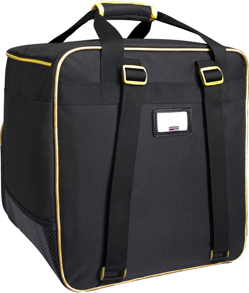 BRUBAKER Super Grenoble – Sac à Chaussures De Ski Et Casque, 2 Compartiments, Polyester 600D, Noir/doré