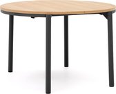 Kave Home - Table ronde extensible Montuiri en placage de chêne avec pieds en acier noir Ø 120 (200) cm